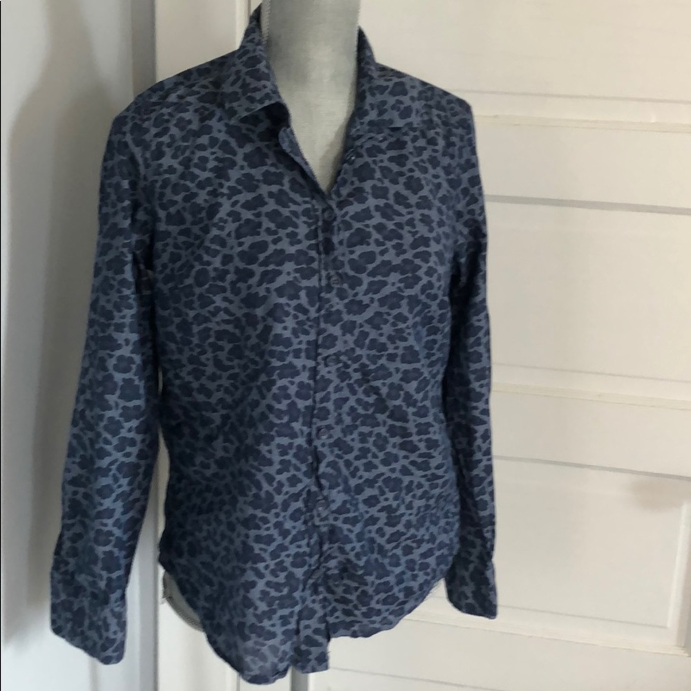 Banana Republic leopard print chambray shirt.